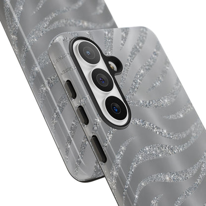 Silver Glitter Zebra Tough Case