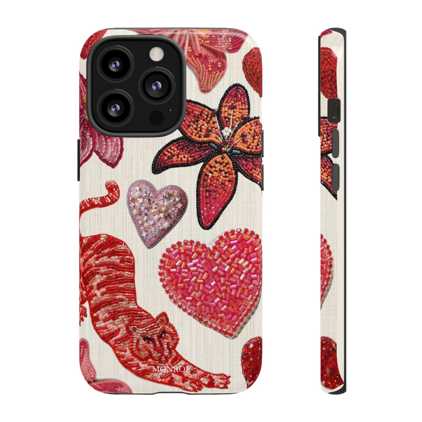Floral & Heart Pattern Tough Case