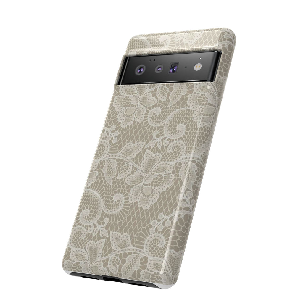White Lace Pattern Tough Phone Case