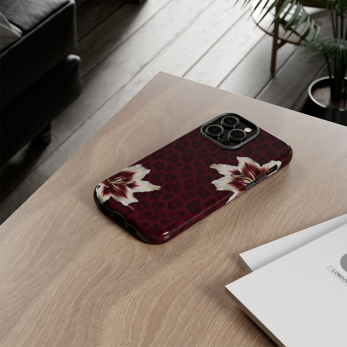 Burgundy Lily Leopard Tough Case