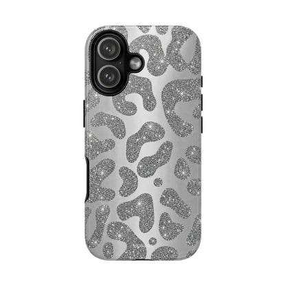 Silver Glitter Leopard Tough Case