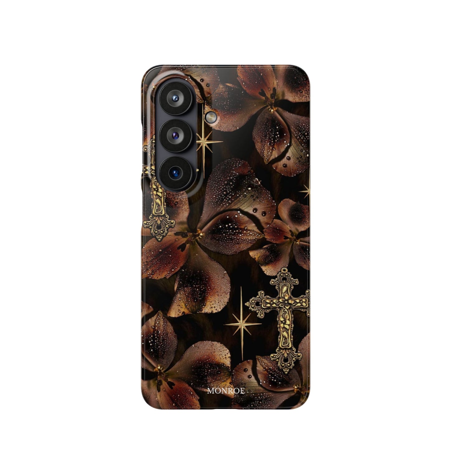Brown Floral Cross Case