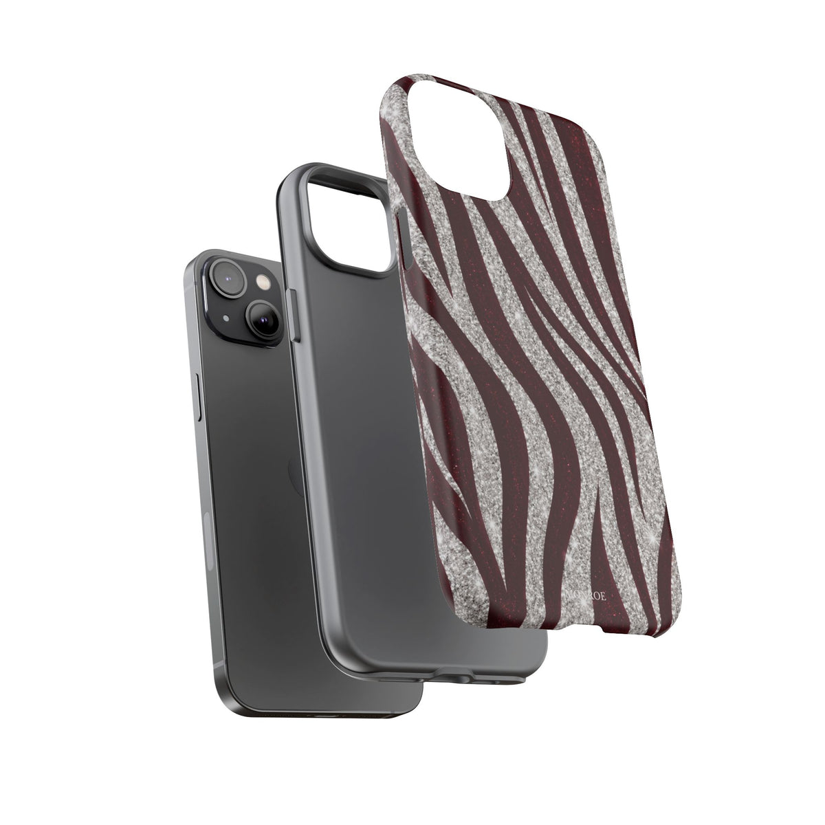 Burgundy Zebra Glitter Tough Case