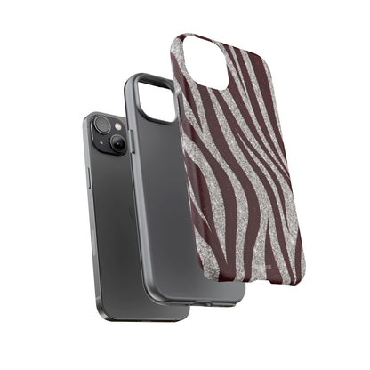 Burgundy Zebra Glitter Tough Case