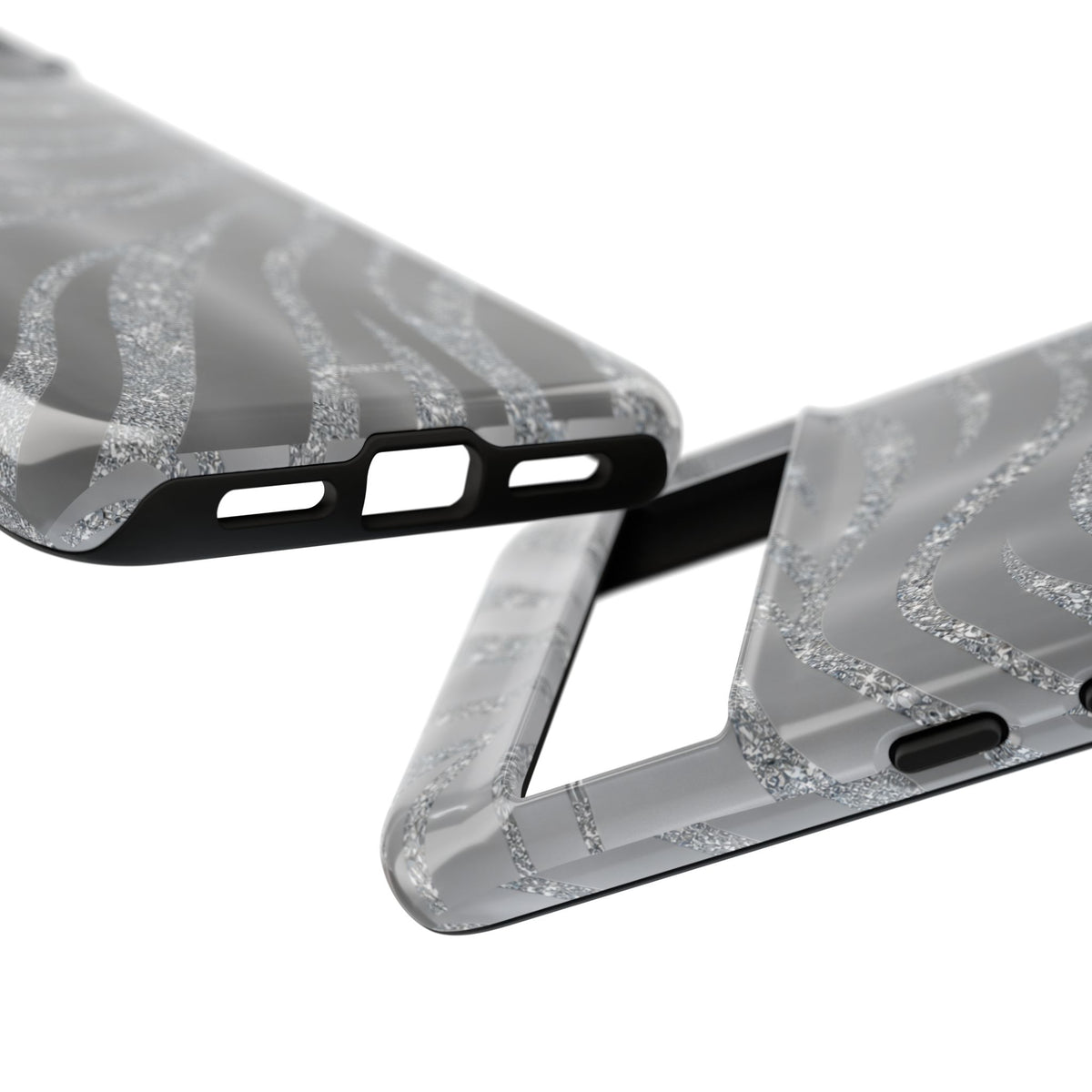 Silver Glitter Zebra Tough Case