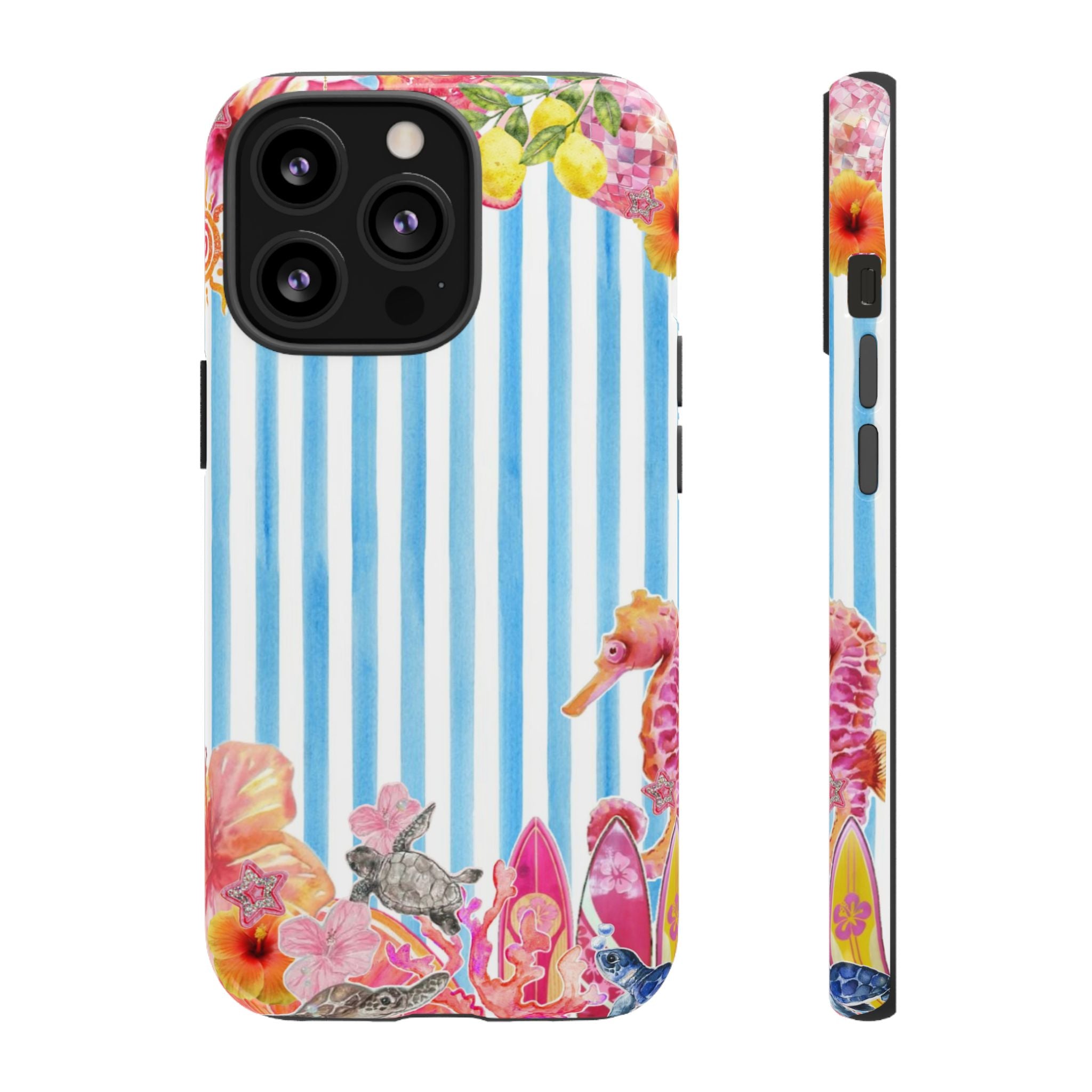 Beach Blue Striped Tough Phone Case