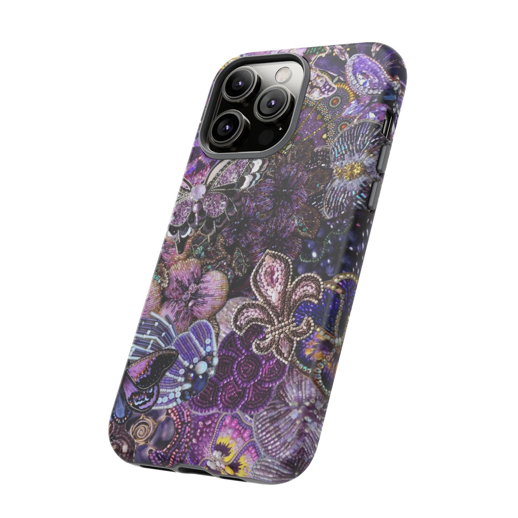 Purple Fleur-de-Lis Floral Tough Phone Case