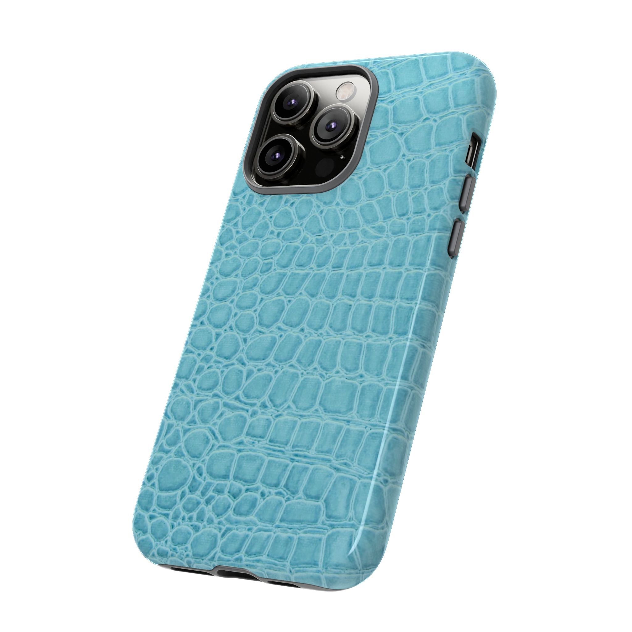 Croc Embossed Turquoise Phone Case