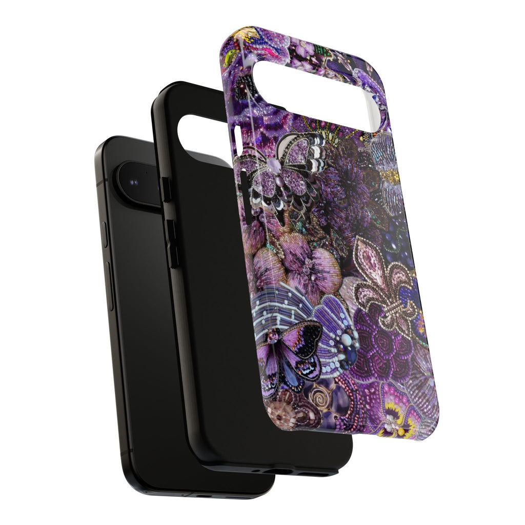 Purple Fleur-de-Lis Floral Tough Phone Case