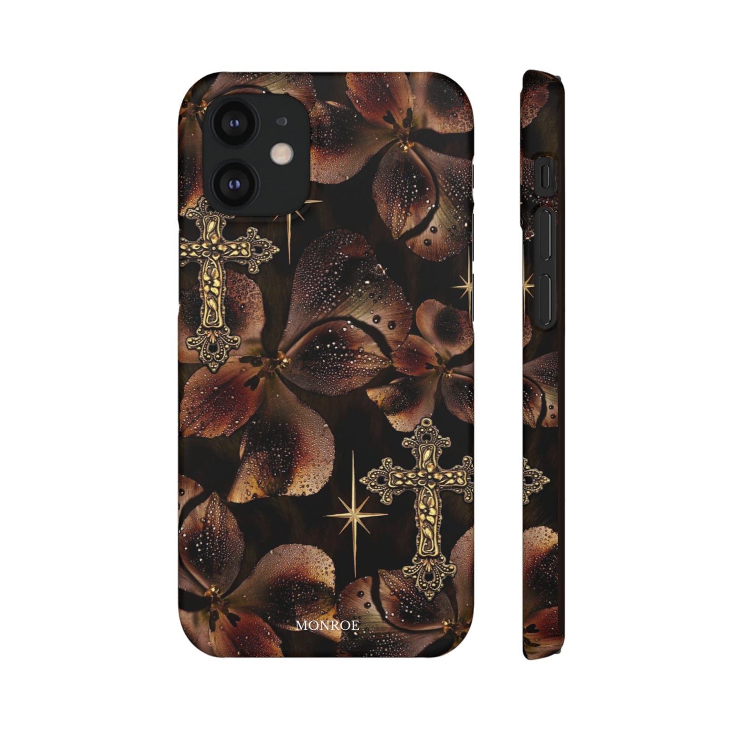 Brown Floral Cross Case