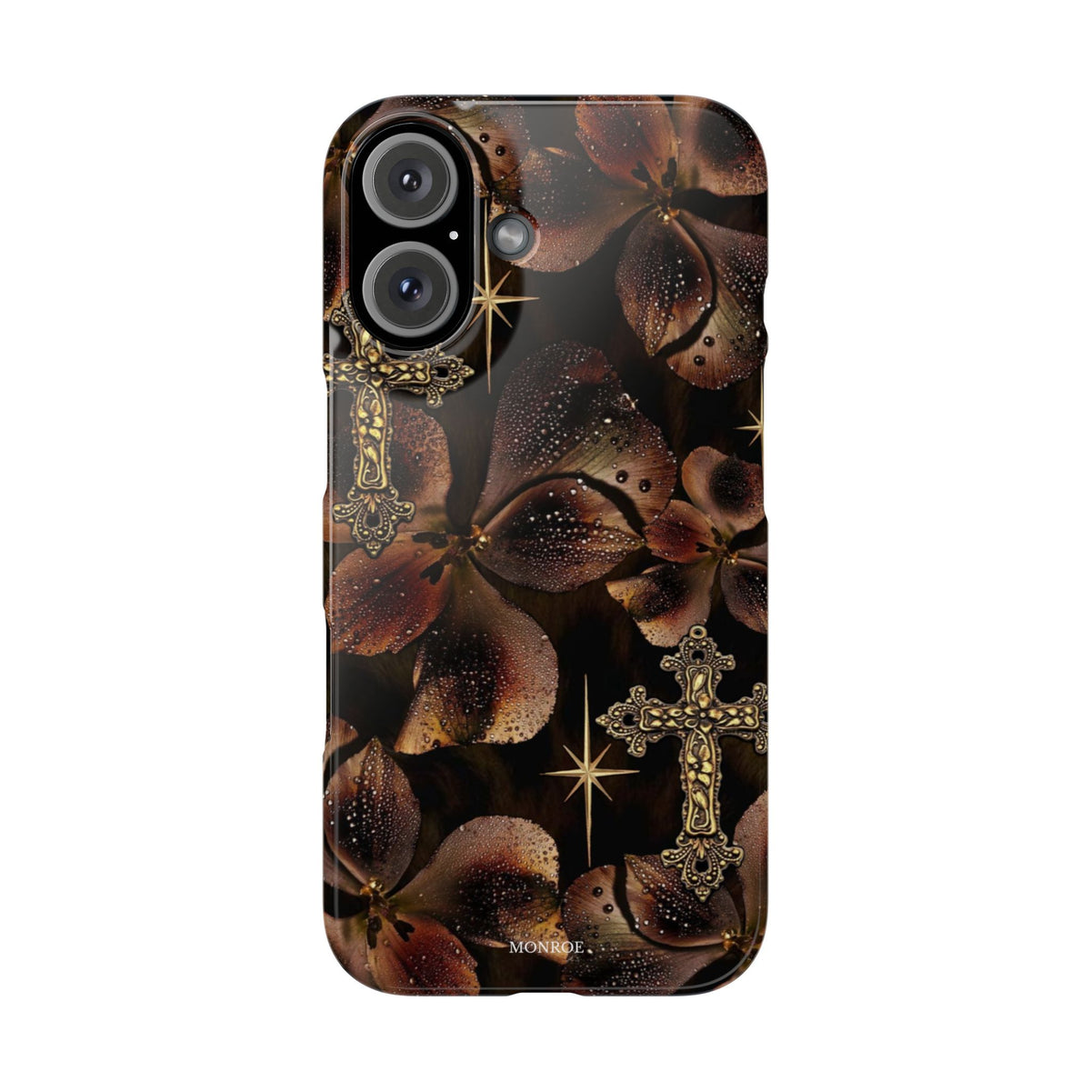 Brown Floral Cross Case