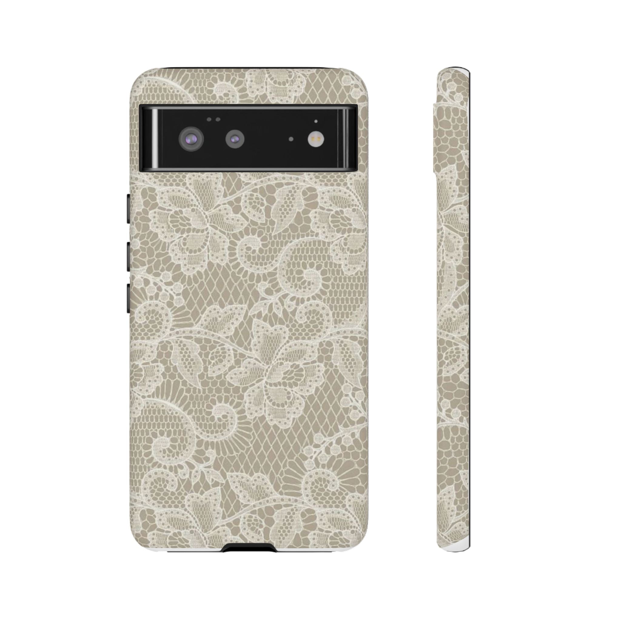 White Lace Pattern Tough Phone Case