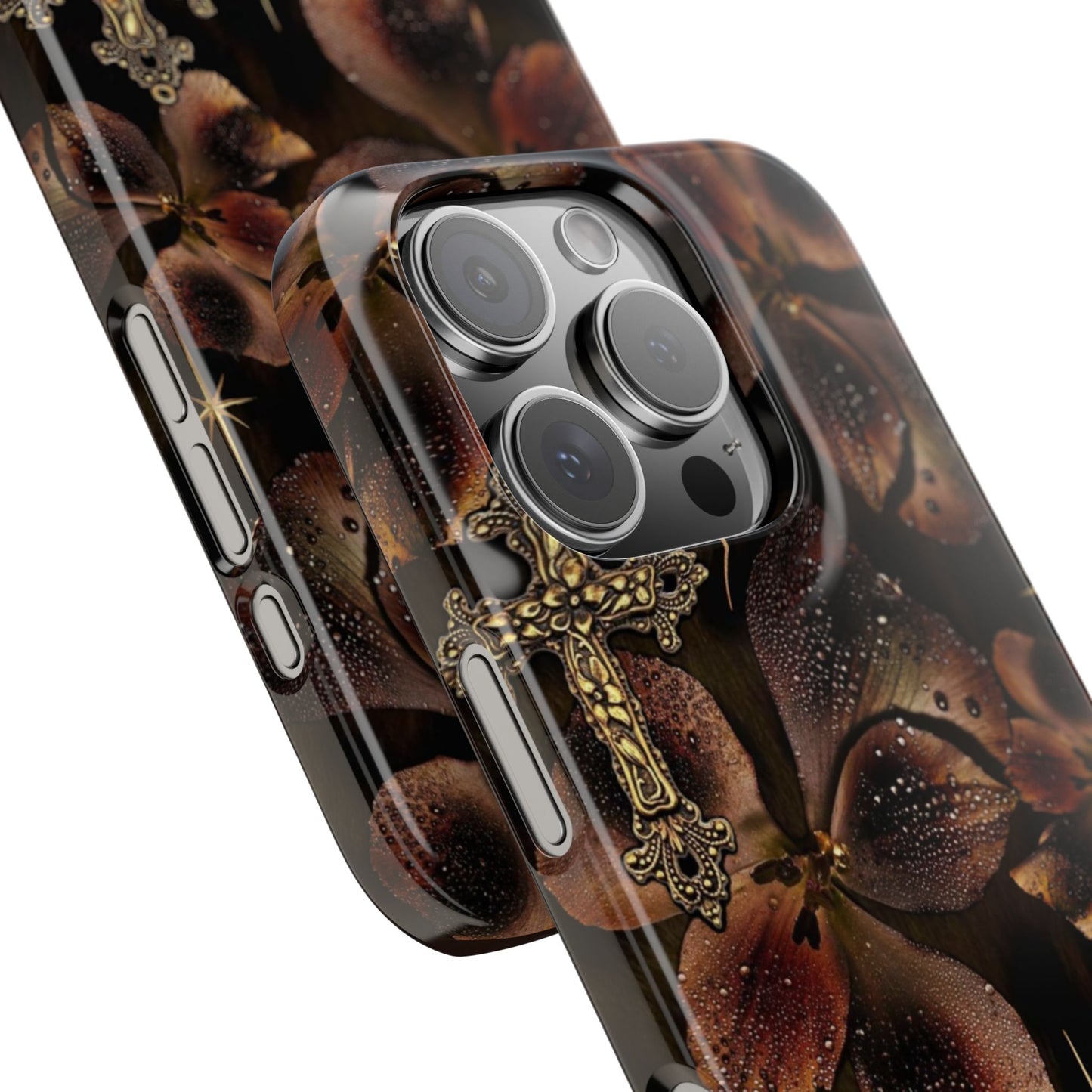 Brown Floral Cross Case