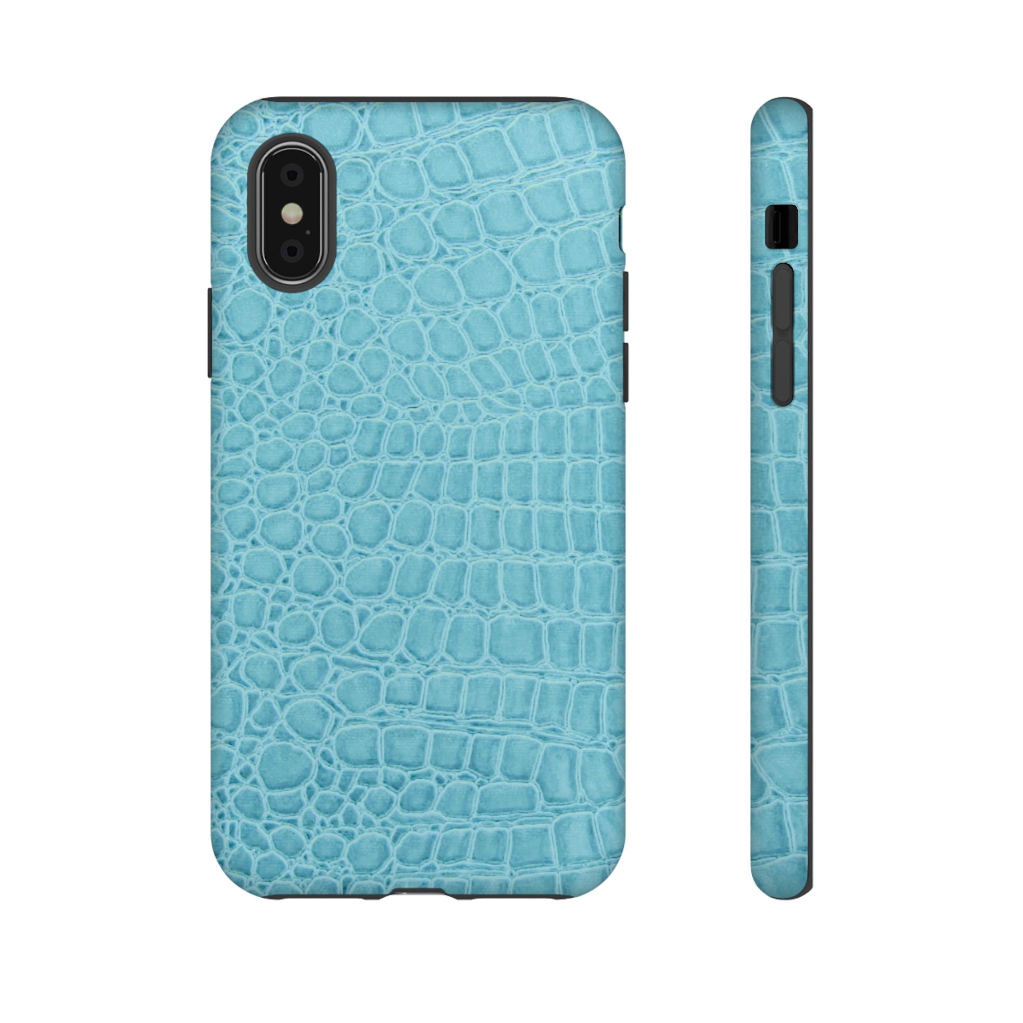Croc Embossed Turquoise Phone Case
