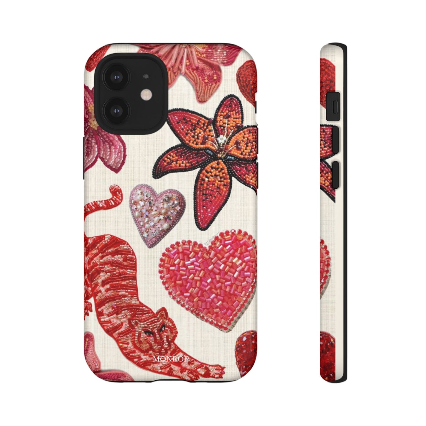 Floral & Heart Pattern Tough Case