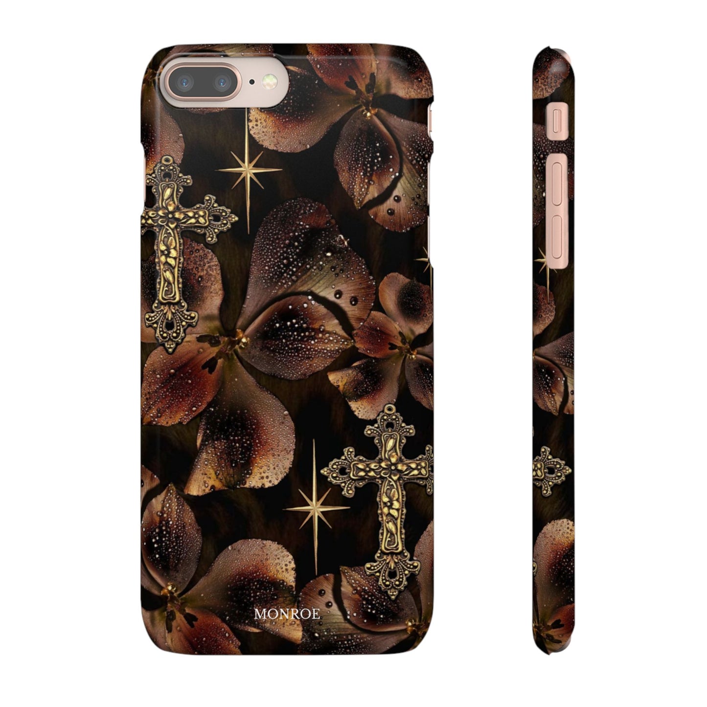 Brown Floral Cross Case