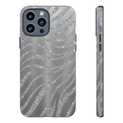 Silver Glitter Zebra Tough Case