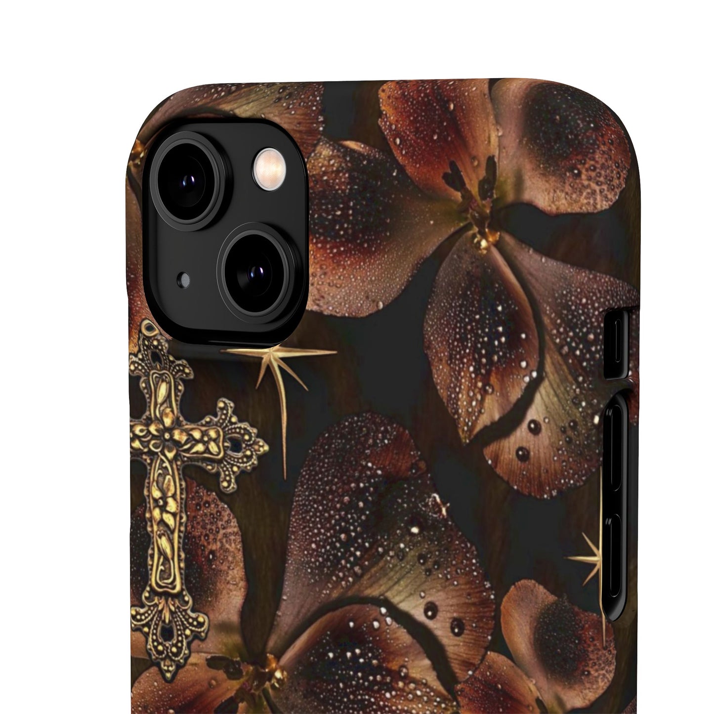 Brown Floral Cross Case