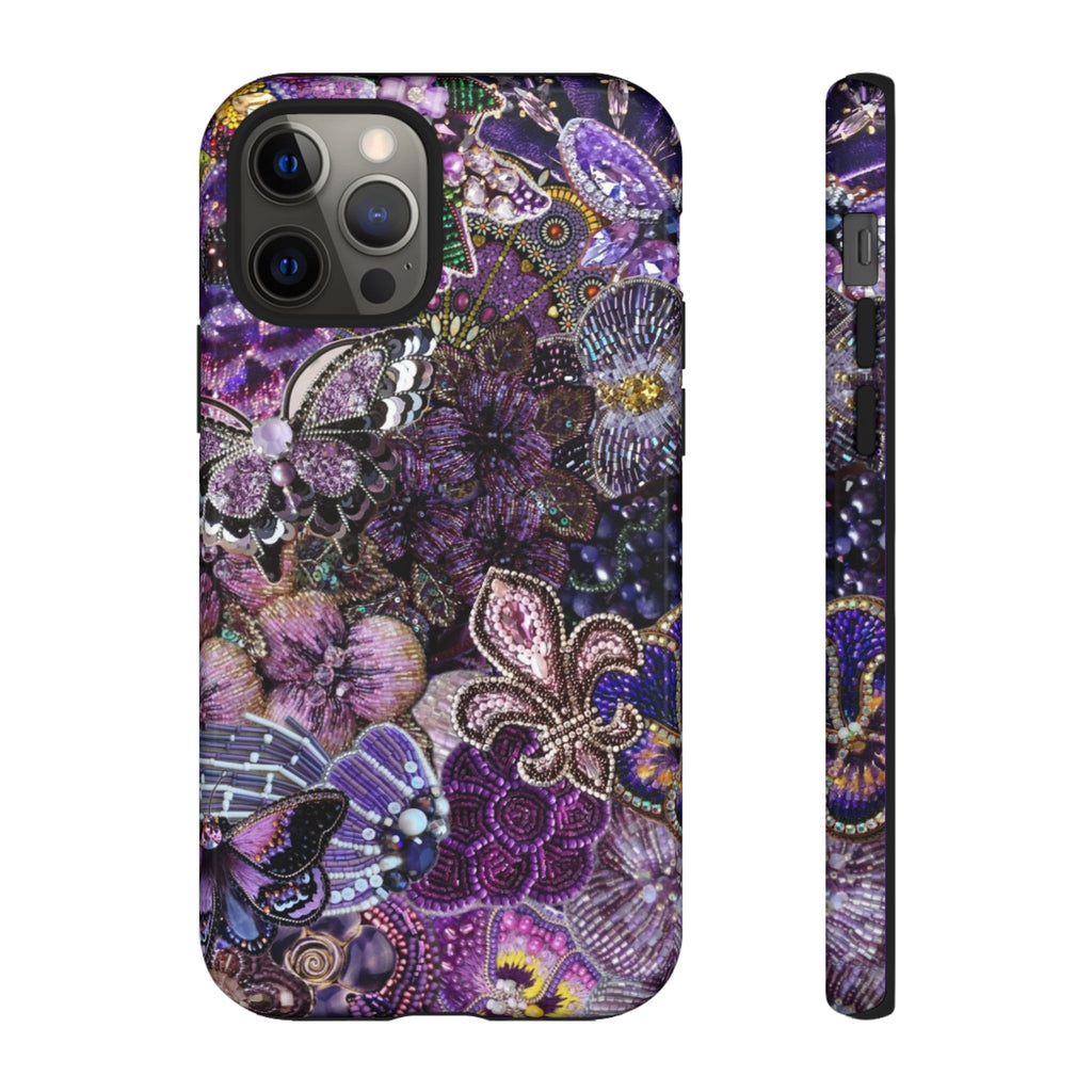 Purple Fleur-de-Lis Floral Tough Phone Case