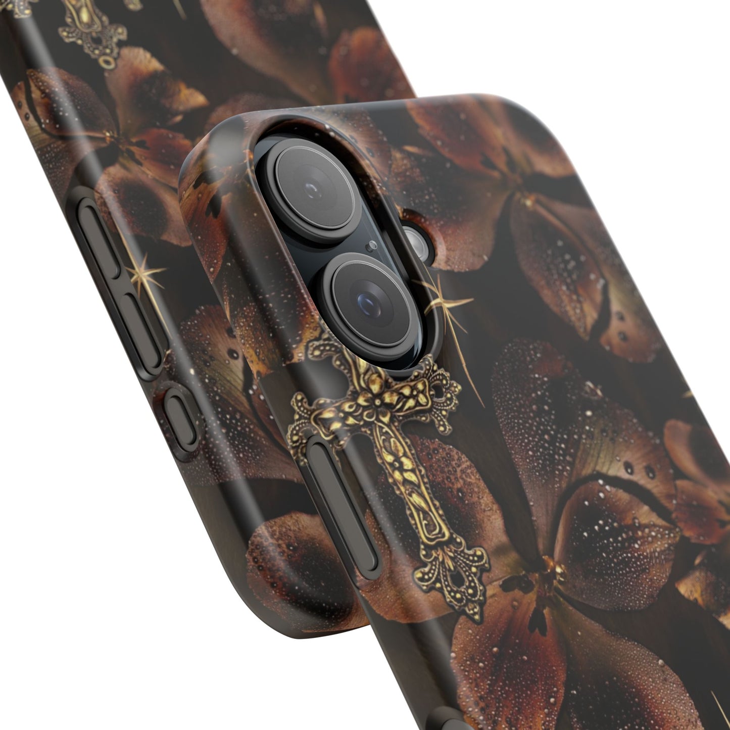 Brown Floral Cross Case