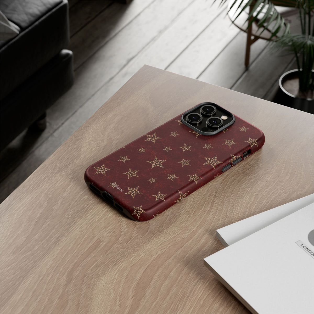 Burgundy Leopard Star Tough Case