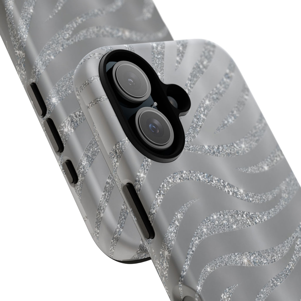 Silver Glitter Zebra Tough Case