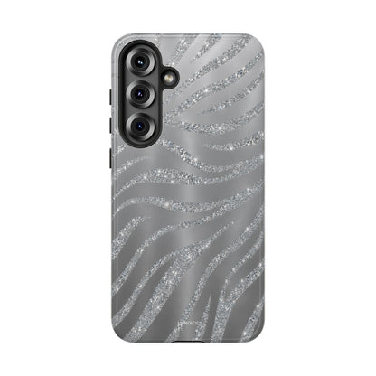 Silver Glitter Zebra Tough Case