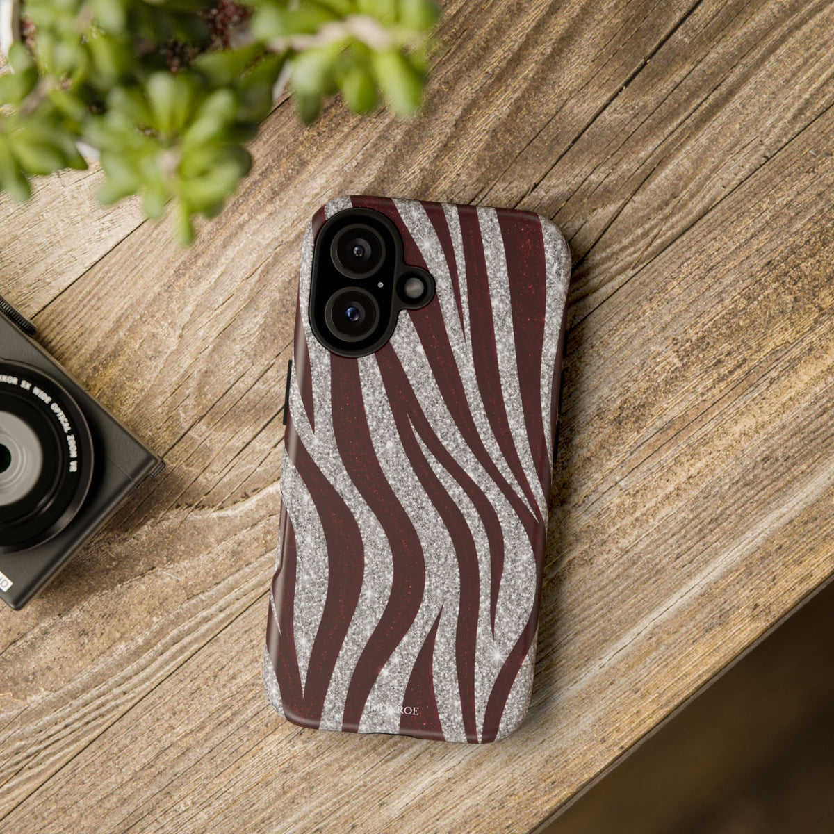 Burgundy Zebra Glitter Tough Case