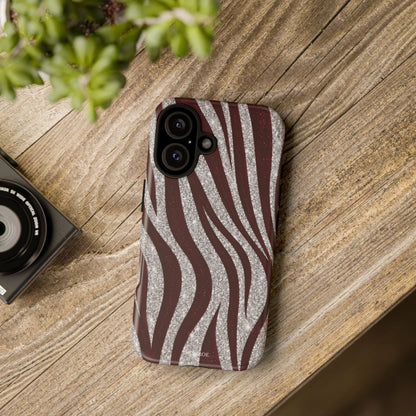 Burgundy Zebra Glitter Tough Case