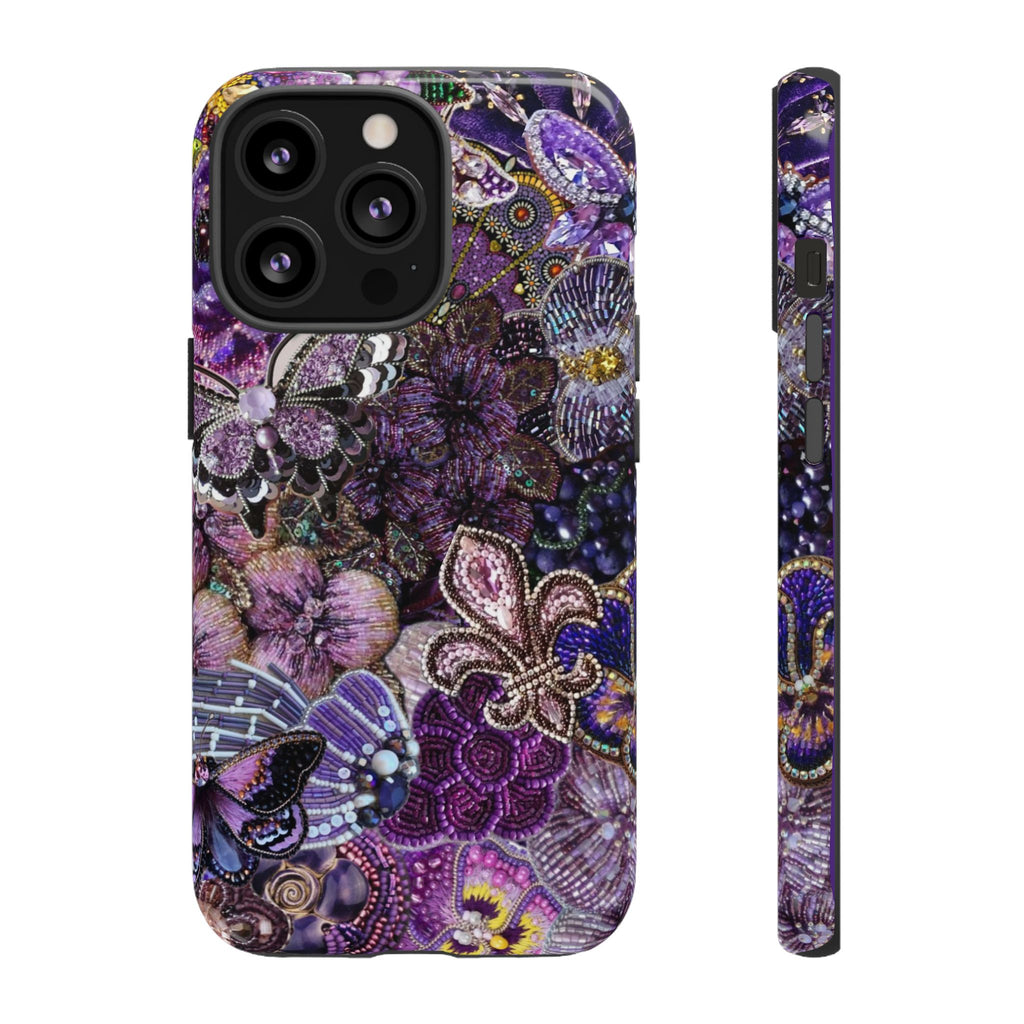 Purple Fleur-de-Lis Floral Tough Phone Case