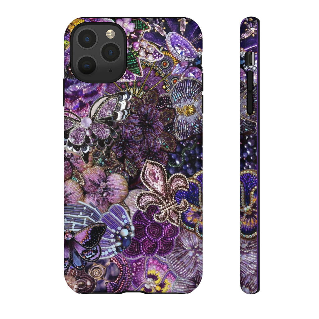 Purple Fleur-de-Lis Floral Tough Phone Case