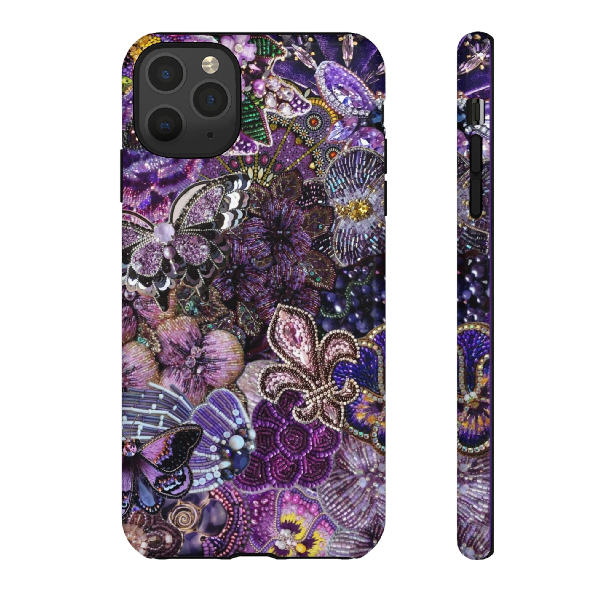 Purple Fleur-de-Lis Floral Tough Phone Case
