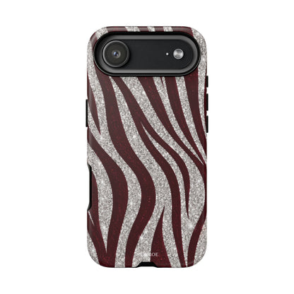 Burgundy Zebra Glitter Tough Case