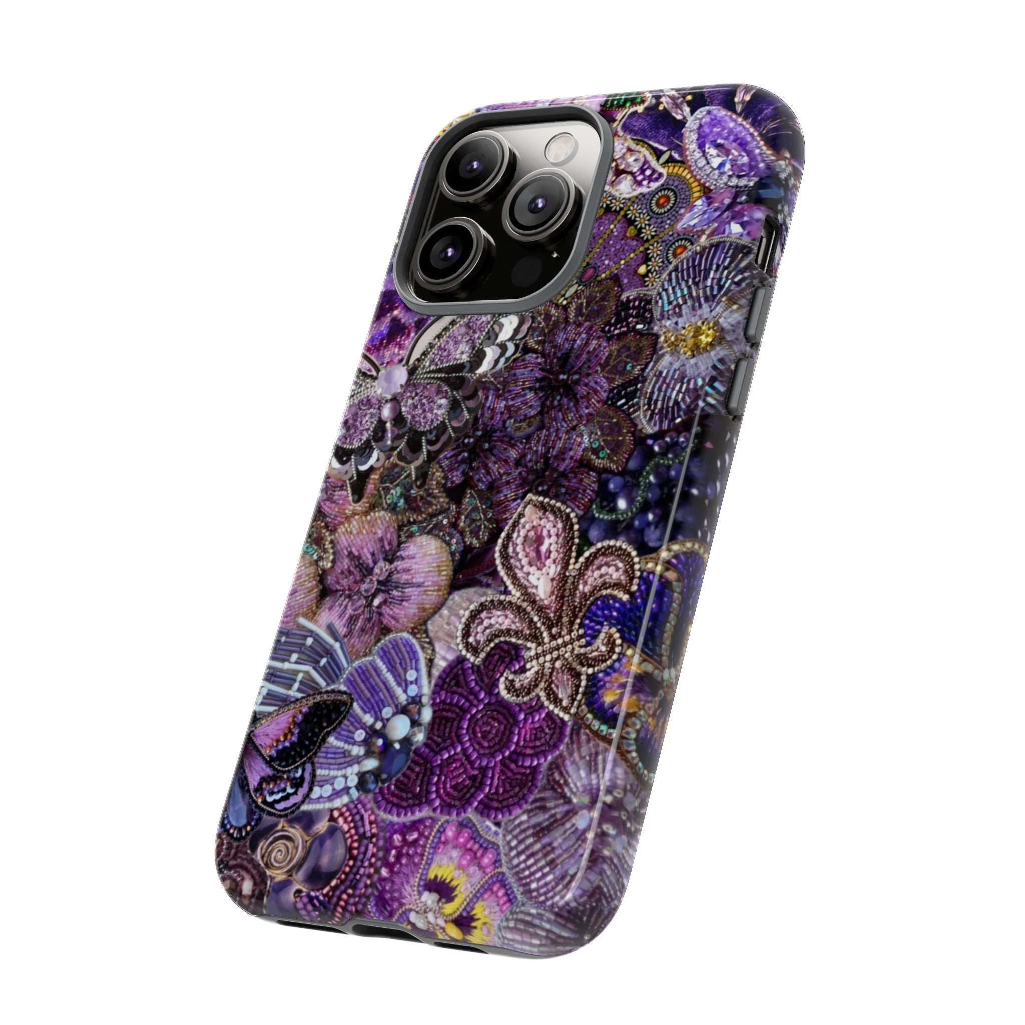 Purple Fleur-de-Lis Floral Tough Phone Case