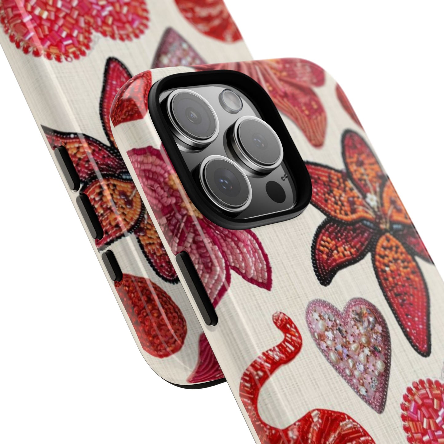 Floral & Heart Pattern Tough Case