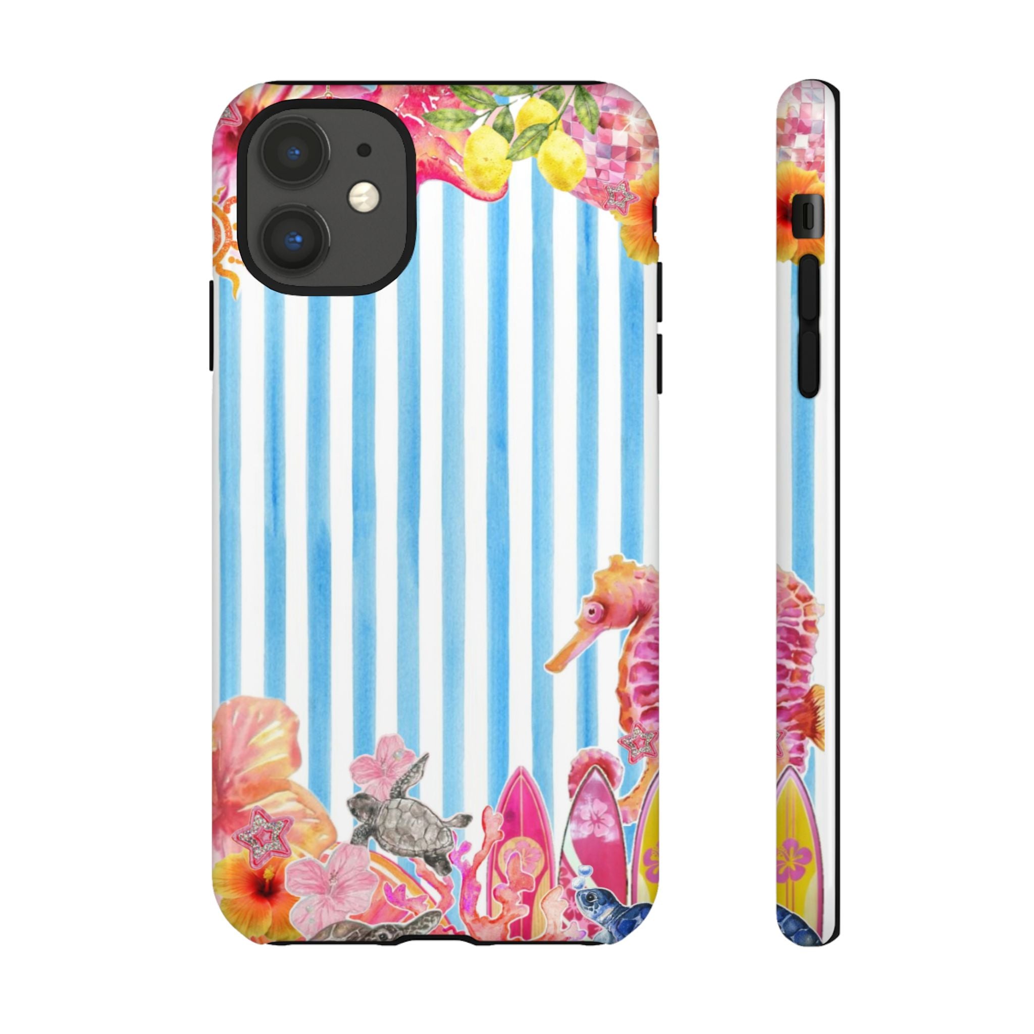 Beach Blue Striped Tough Phone Case