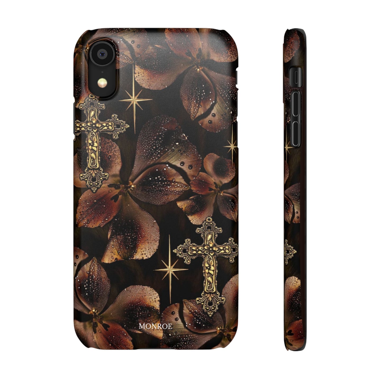 Brown Floral Cross Case