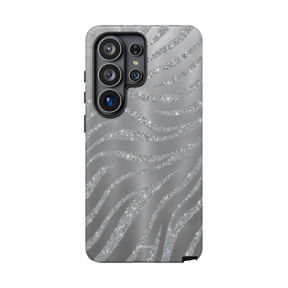 Silver Glitter Zebra Tough Case