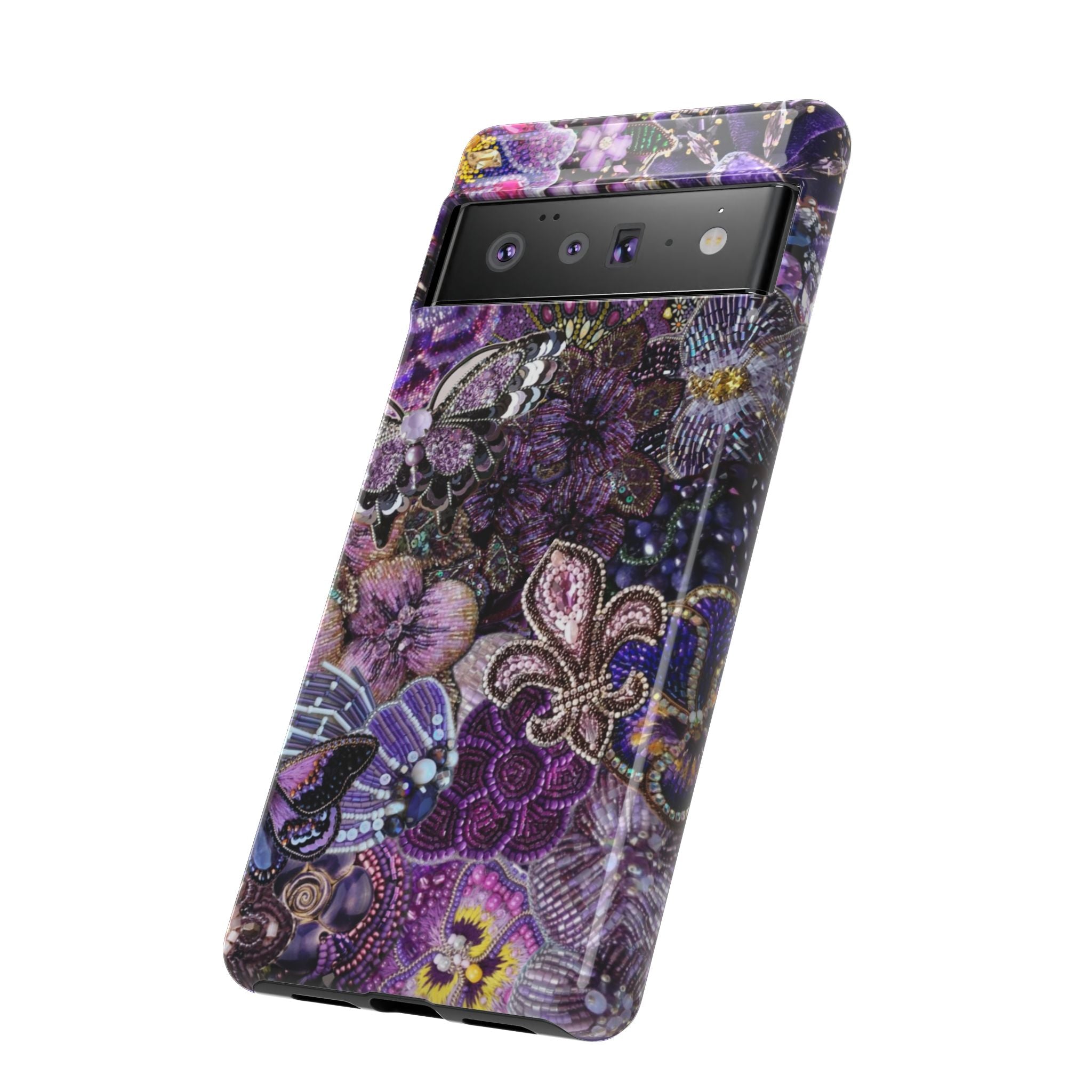 Purple Fleur-de-Lis Floral Tough Phone Case