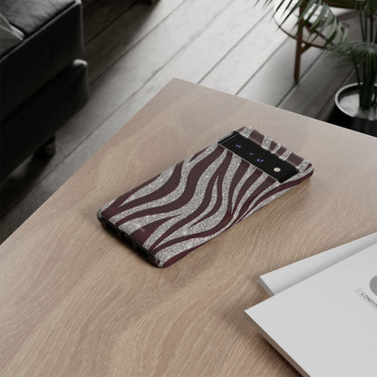 Burgundy Zebra Glitter Tough Case