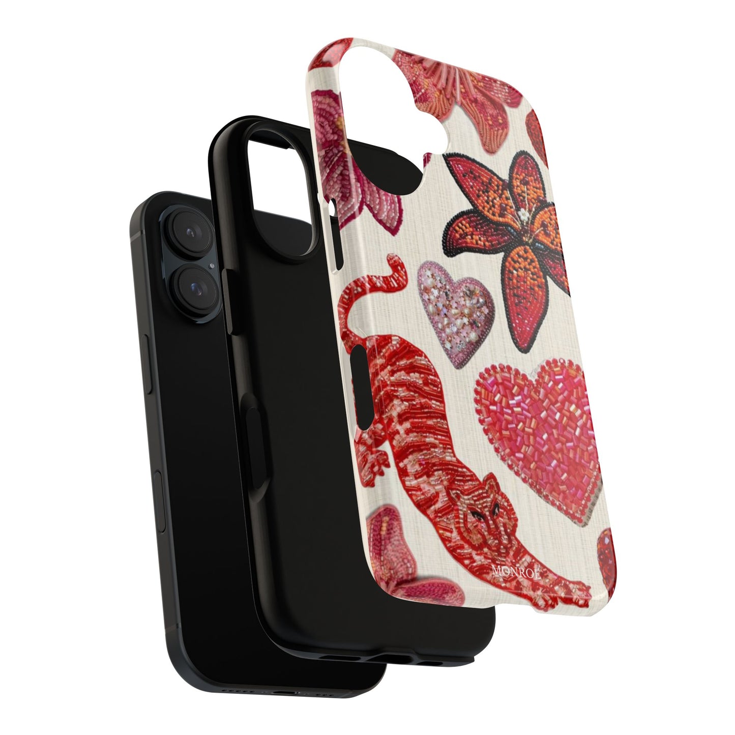 Floral & Heart Pattern Tough Case
