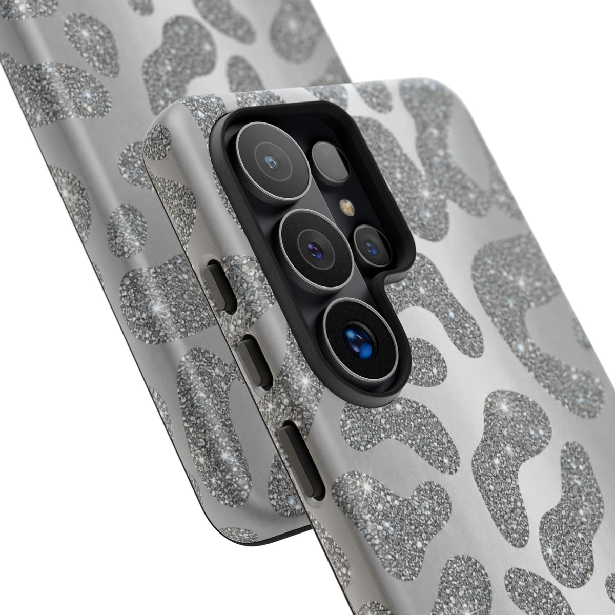 Silver Glitter Leopard Tough Case