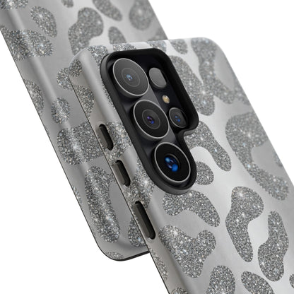 Silver Glitter Leopard Tough Case