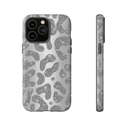 Silver Glitter Leopard Tough Case