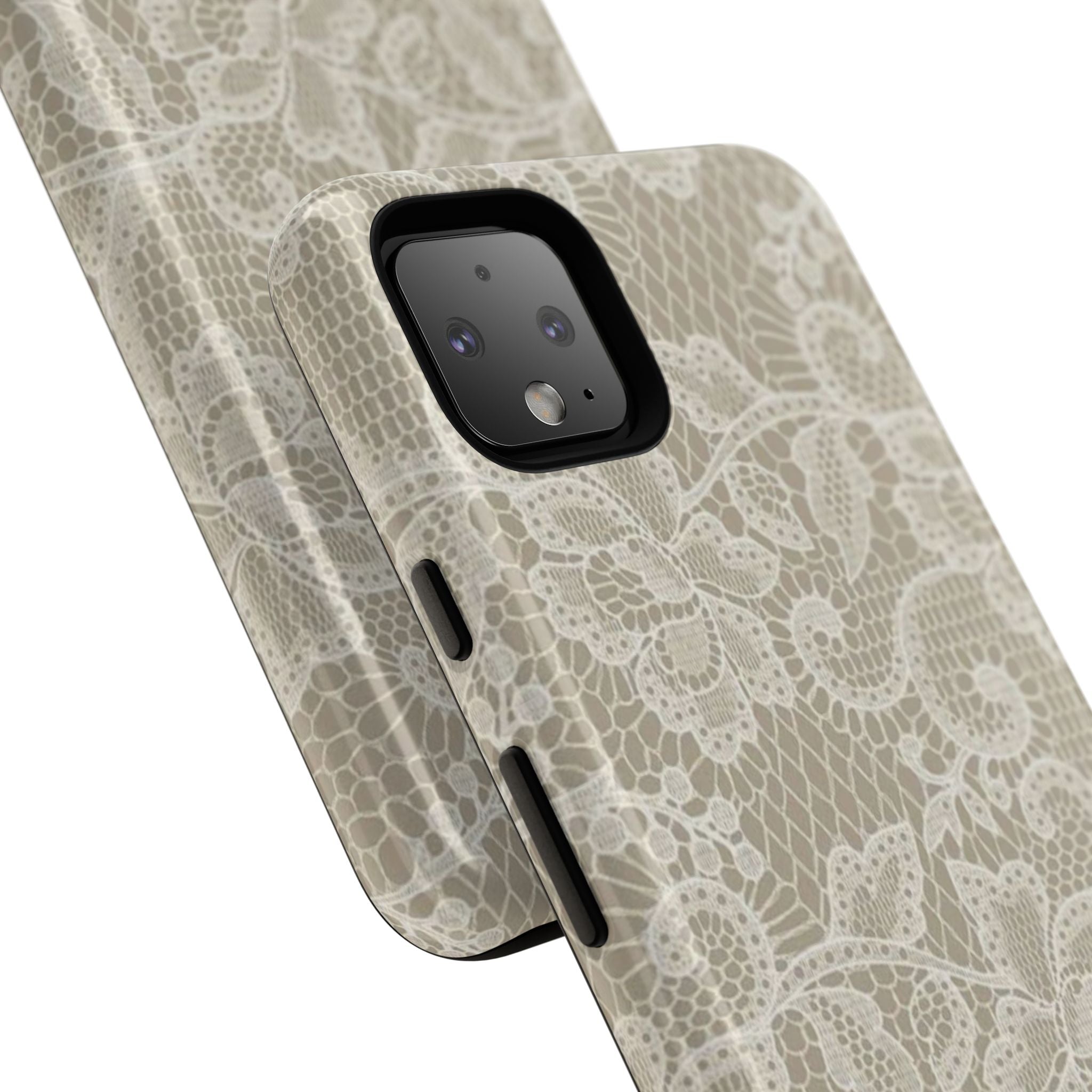 White Lace Pattern Tough Phone Case