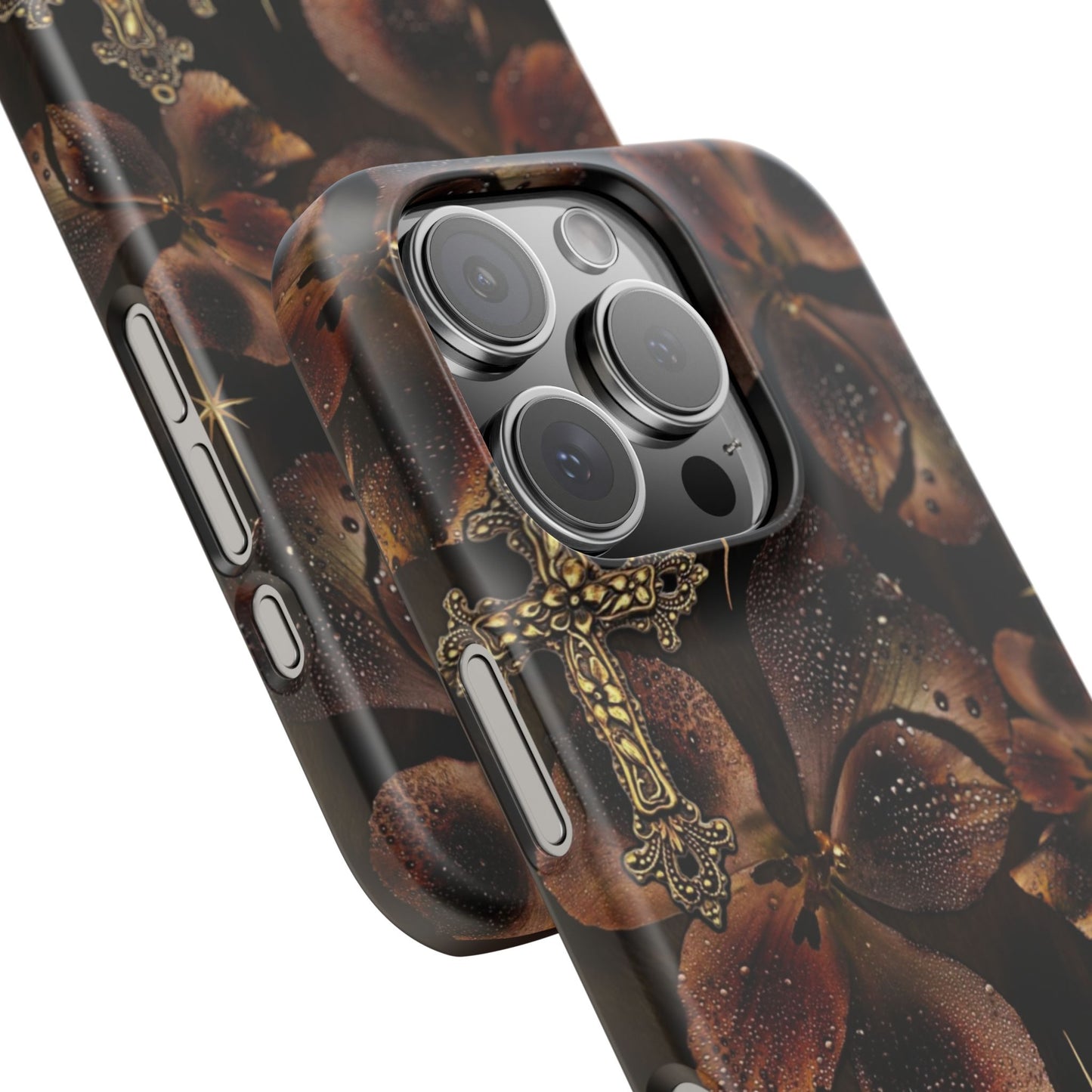 Brown Floral Cross Case