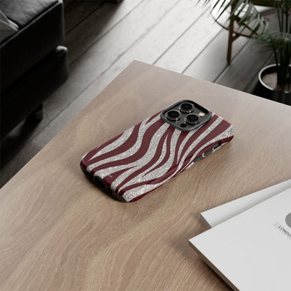 Burgundy Zebra Glitter Tough Case