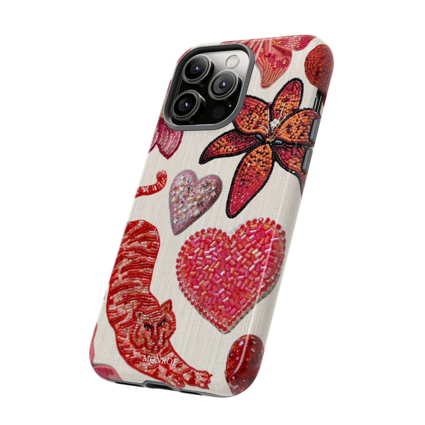 Floral & Heart Pattern Tough Case