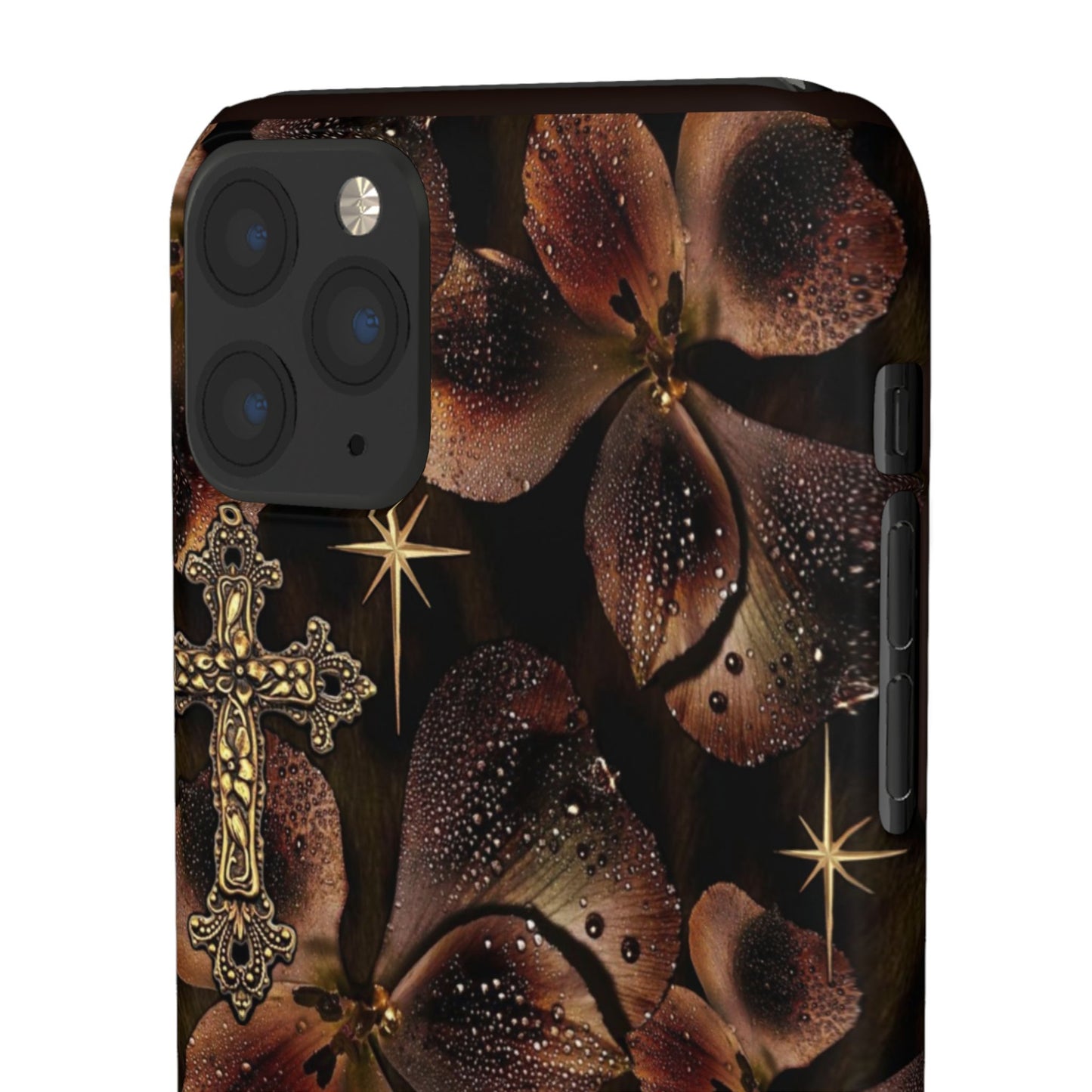 Brown Floral Cross Case