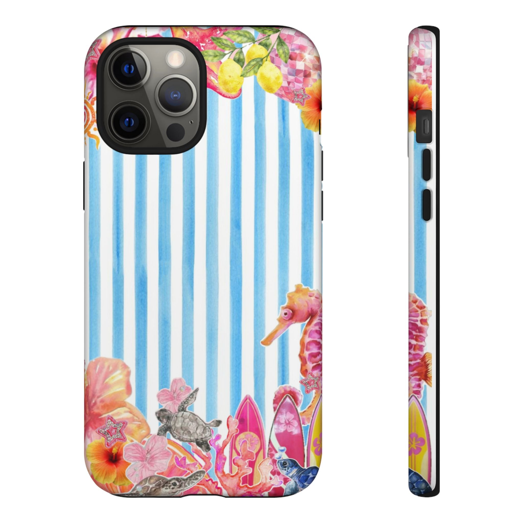 Beach Blue Striped Tough Phone Case